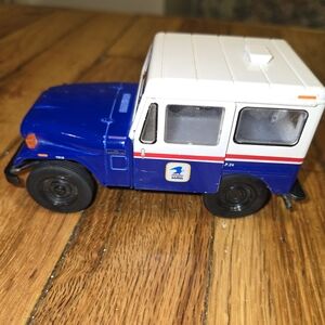 1971 71 JEEP DJ5 US MAIL POSTAL   BLUE 1/64 SCALE DIECAST  CAR PULLBACK WORKS